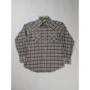 Vintage 70's LEVI'S Plaid Western Shirt Pearl Snap Sz 18 36 Small Cowboy Ranch